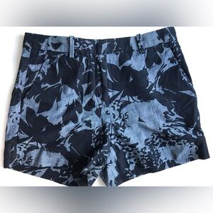 women’s Floral Pattern Casual Shorts - Blue/Black